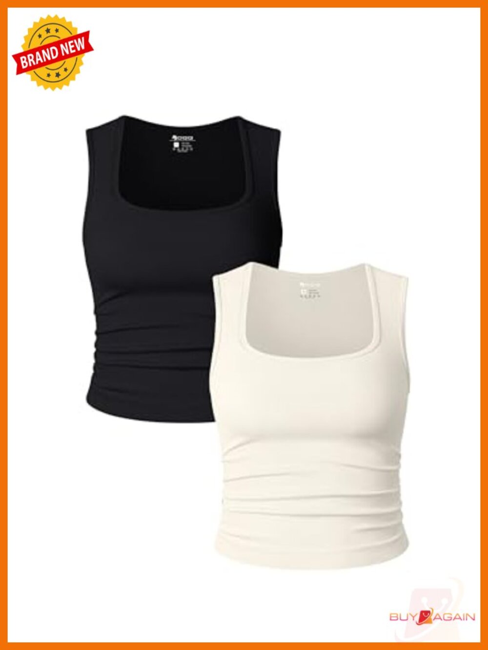 Women's 2 Piece Sleeveless Square Neck Crop Tank Tops Nylon Spandex Stretch